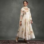 Women Silk Chanderi Anarkali Printed Suit Set - Image 2