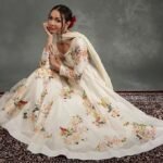 Women Silk Chanderi Anarkali Printed Suit Set - Image 3