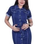 Women's Denim A-Line Mini Dress Button Down Short Sleeve Casual Summer Shirt Dress