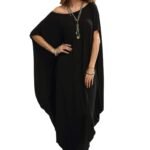Women's Boat Neck Batwing Sleeve Caftan Harem Oversized Maxi Dress
