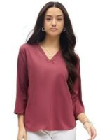 Printed Top with Contrast Tipping ? Stylish Ethnic & Western Tops for Women ? Summer Travel Wear, Trendy Tops for Jeans, Lightweight & Comfortable Casual Wear